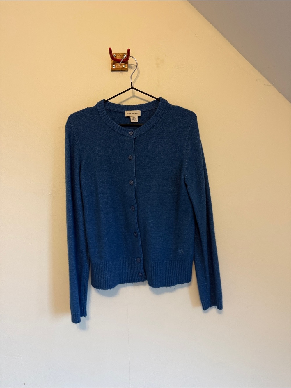 Calvin Klein Women's Crewneck Blue Button-Front Cardigan Sweater